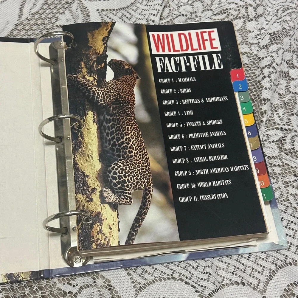 Wildlife Fact-File Binder Educational Animal Reference Book Excellent Tabbed
